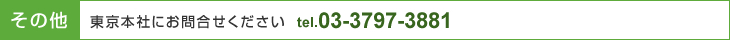 その他：東京本社にお問合せください　tel.03-3797-3881